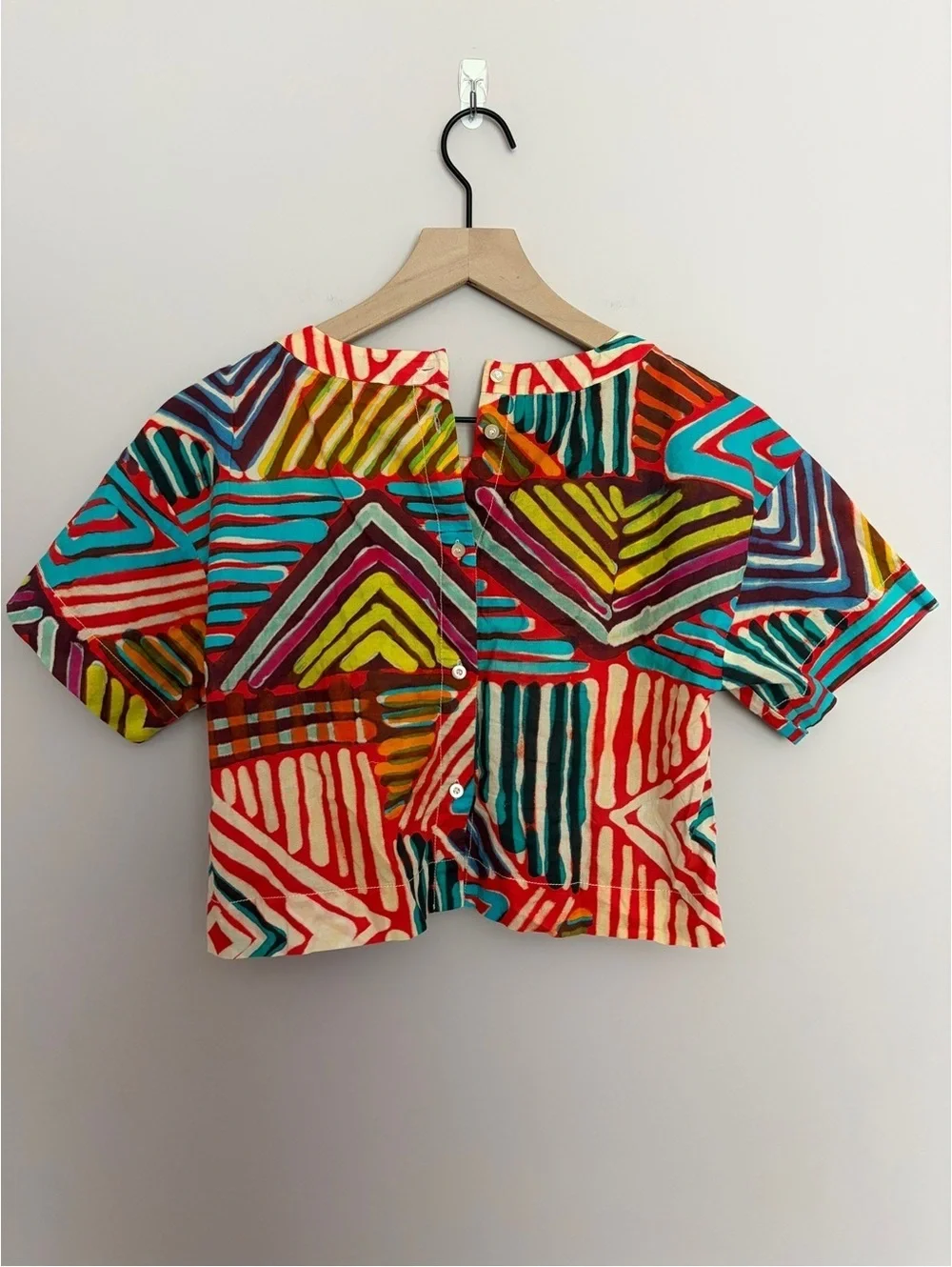 J. Crew Brushstroke Cropped Tee Geo Print